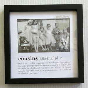 Family/Cousins Wall Hang or Table Top Picture Frame 8" Hold 4x6" Photo by Malden